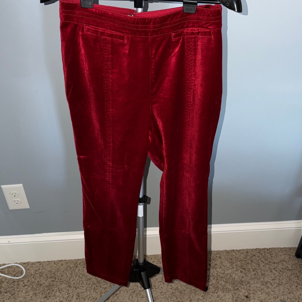 Anthropologie Red Velvet Pants